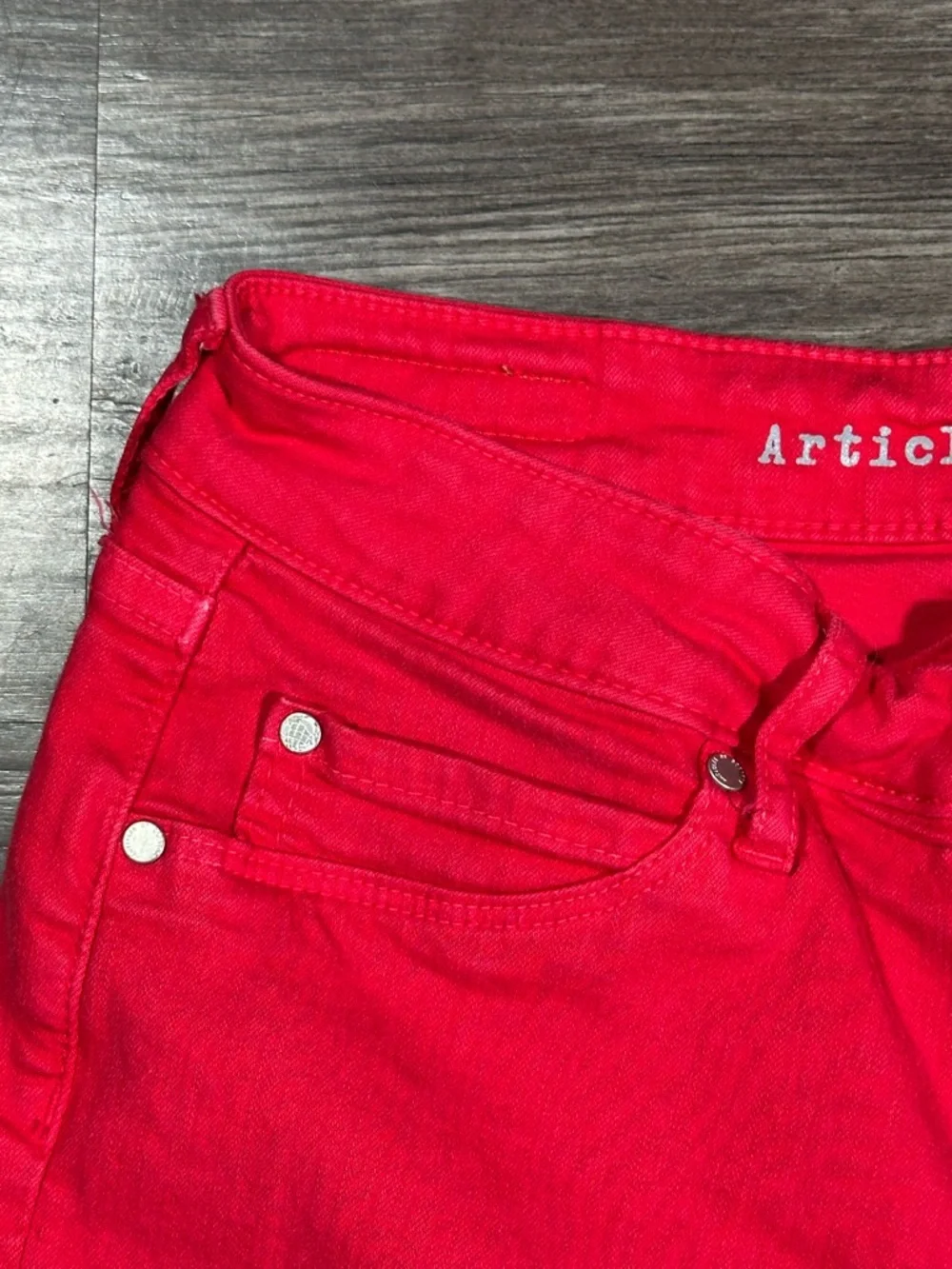 ARTICLES OF SOCIETY Red Faux Front Pocket  Skinny Jeans 26